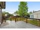 Back deck overlooking green backyard, fenced perimeter and detached garage at 2232 S Ogden St, Denver, CO 80210