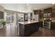 Modern kitchen with stainless steel appliances, granite countertops, and dark cabinetry at 3495 Amber Sun Cir, Castle Rock, CO 80108