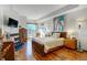 Serene main bedroom with hardwood floors, natural light, and a stylish decor that invites relaxation at 925 N Lincoln St # 14C, Denver, CO 80203