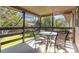 Relaxing covered patio area features a glass table and seating for enjoying the outdoors at 15000 W 29Th Ave, Golden, CO 80401