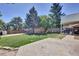 Lush backyard featuring trees, grass, and a wooden fence, ideal for outdoor relaxation and recreation at 17825 E Carolina Pl, Aurora, CO 80017