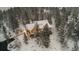 Aerial view of a home surrounded by snow-covered trees, illustrating its secluded and peaceful setting at 6530 Ridgeview Dr, Morrison, CO 80465