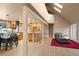 Open floor plan with wood floors connects the living room and the kitchen at 6530 Ridgeview Dr, Morrison, CO 80465