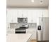 Close-up of modern kitchen with stainless steel appliances and white cabinetry at 22340 E 8Th Ave, Aurora, CO 80018