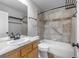 Bathroom features a vanity with single sink and combined tub and shower at 140 Sugar Plum Way, Castle Rock, CO 80104