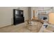 Living room view featuring a hutch and seamless transition to kitchen at 20922 E Crestline Cir, Centennial, CO 80015