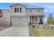 Beautiful two-story home with a charming front porch, well-maintained lawn, and a convenient two-car garage at 4811 River Highlands Loop, Elizabeth, CO 80107