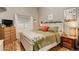 Bedroom with wood floors, good natural light, and contemporary furnishings at 8422 S Upham Way # H75, Littleton, CO 80128