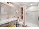 Modern bathroom features sleek fixtures and a glass-enclosed shower at 555 Heritage Trl, Elizabeth, CO 80107