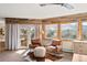 Spacious living room with views, hardwood accent and balcony access at 6 Blue Grouse Ridge Rd, Littleton, CO 80127