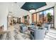 Modern lounge with comfortable seating, large windows, and shared kitchen area at 1551 Larimer St # 2602, Denver, CO 80202