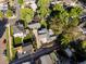 Aerial view of neighborhood, showcasing mature trees, well-maintained lawns and landscaping at 3339 Lowell Blvd, Denver, CO 80211