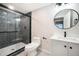Modern bathroom featuring a glass shower, black hardware, and a stylish vanity at 875 Coal Bank Trl, Castle Rock, CO 80104
