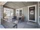 Charming front porch with stylish egg chairs and a welcoming wreath on the front door at 9380 Bear River St, Littleton, CO 80125