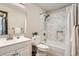 Beautifully updated bathroom featuring a bathtub and shower combination with white marble tile at 4272 E 126Th Pl, Thornton, CO 80241