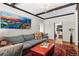 Inviting living room with a plush sofa, ottoman, and eye-catching art at 50 Albion St, Denver, CO 80220
