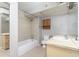 Bathroom with a vanity, tub-shower combo, and tiled flooring at 6380 S Boston St # 397, Greenwood Village, CO 80111