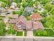 Aerial view shows large home, manicured lawn, and mature trees, showcasing the property's expansive landscape at 503 15Th St, Golden, CO 80401