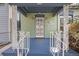 Charming front porch with decorative railings and blue painted floor offers a welcoming entrance at 2514 N Humboldt St, Denver, CO 80205