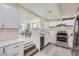 Modern kitchen with white cabinetry, stainless steel appliances, and an open design for easy entertaining at 3275 S Decatur St, Denver, CO 80236