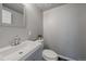 Modern bathroom with a single vanity, stylish decor, and well-maintained fixtures at 8695 Torrey St, Arvada, CO 80007