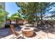 Paver patio with a brick fire pit and Adirondack chairs in a shady backyard at 10707 Jordan Ct, Parker, CO 80134