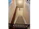 Carpeted staircase leading to a basement, with a railing on the right and a safety gate at 2728 N Yates St, Denver, CO 80212