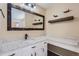 Updated bathroom with vanity, floating shelves and mirror at 11733 Elk Head Range Rd, Littleton, CO 80127