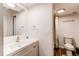 Updated bathroom with modern fixtures, vanity, and shower with curtain at 1265 Race St # 408, Denver, CO 80206