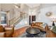 Spacious living room with vaulted ceilings, wood floors, stylish decor, and staircase at 10358 Kelliwood Way, Highlands Ranch, CO 80126