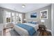 Staged bedroom showcasing wood floors, bright windows, and comfortable decor at 7720 S Queensburg Way, Aurora, CO 80016