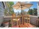 Charming outdoor balcony with patio furniture and an umbrella, perfect for relaxing and entertaining at 8500 E Jefferson Ave # 11C, Denver, CO 80237