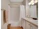 Bathroom includes a double sink vanity with a shower-tub combination and linen closet at 8500 E Jefferson Ave # 11C, Denver, CO 80237