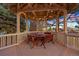 A covered gazebo featuring a wood table and chairs, ideal for outdoor entertaining at 7645 Fox Creek Trl, Franktown, CO 80116