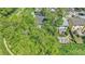 A high angle view of a lush backyard that includes a patio, trees, a deck and a walking trail at 8032 Lee Ct, Arvada, CO 80005