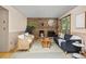 Cozy living room showcasing a brick fireplace, comfortable seating, and bright natural light at 9025 Jellison Ct, Broomfield, CO 80021