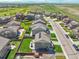 Beautiful aerial view of a neighborhood featuring well-maintained homes and green spaces at 7888 E 139Th Pl, Brighton, CO 80602