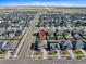 Aerial view showing the property, its surroundings, and the nearby school at 26909 E Cedar Ave, Aurora, CO 80018