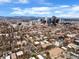 Scenic aerial view shows the city skyline and the neighborhood buildings at 1233 N Ogden St # 610, Denver, CO 80218