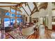 Open living room with hardwood floors, large windows, and comfortable seating at 457 Timber Trail Rd, Breckenridge, CO 80424