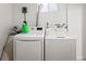 Efficient laundry area with washer and dryer, providing convenience for laundry needs, plus a window for light at 1335 Jasmine St, Denver, CO 80220