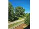 Scenic view of a tree-lined community walking path with lush greenery and a bright blue sky at 23014 Milford Ln, Parker, CO 80138