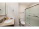 Bathroom featuring granite countertop, bowl sink, and shower-tub combination at 9546 High Cliffe St, Highlands Ranch, CO 80129