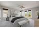 Bedroom showcasing calm colors, ceiling fan and double doors leading to private balcony at 3126 Aspen Creek Dr, Highlands Ranch, CO 80129