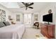 Bedroom with skylight, TV, and neutral colored furnishings at 432 N Ogden St, Denver, CO 80218