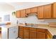 View of kitchen sink and dishwasher, wood cabinets at 1693 Carr St # A, Lakewood, CO 80214