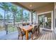 Covered outdoor patio with a dining table set and a view of the neighborhood at 1766 Summerglow Ln, Monument, CO 80132