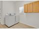 Well-lit laundry room with modern washer and dryer, neutral paint, and functional cabinetry at 17303 E Dewberry Cir, Parker, CO 80134