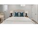 Comfortable bedroom setting with two side tables, and stylish blue accents at 75 S Knox Ct, Denver, CO 80219