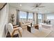 Bright living room featuring large windows with scenic views, a comfortable sofa, and stylish decor accents at 7207 S Scottsburg Way, Aurora, CO 80016